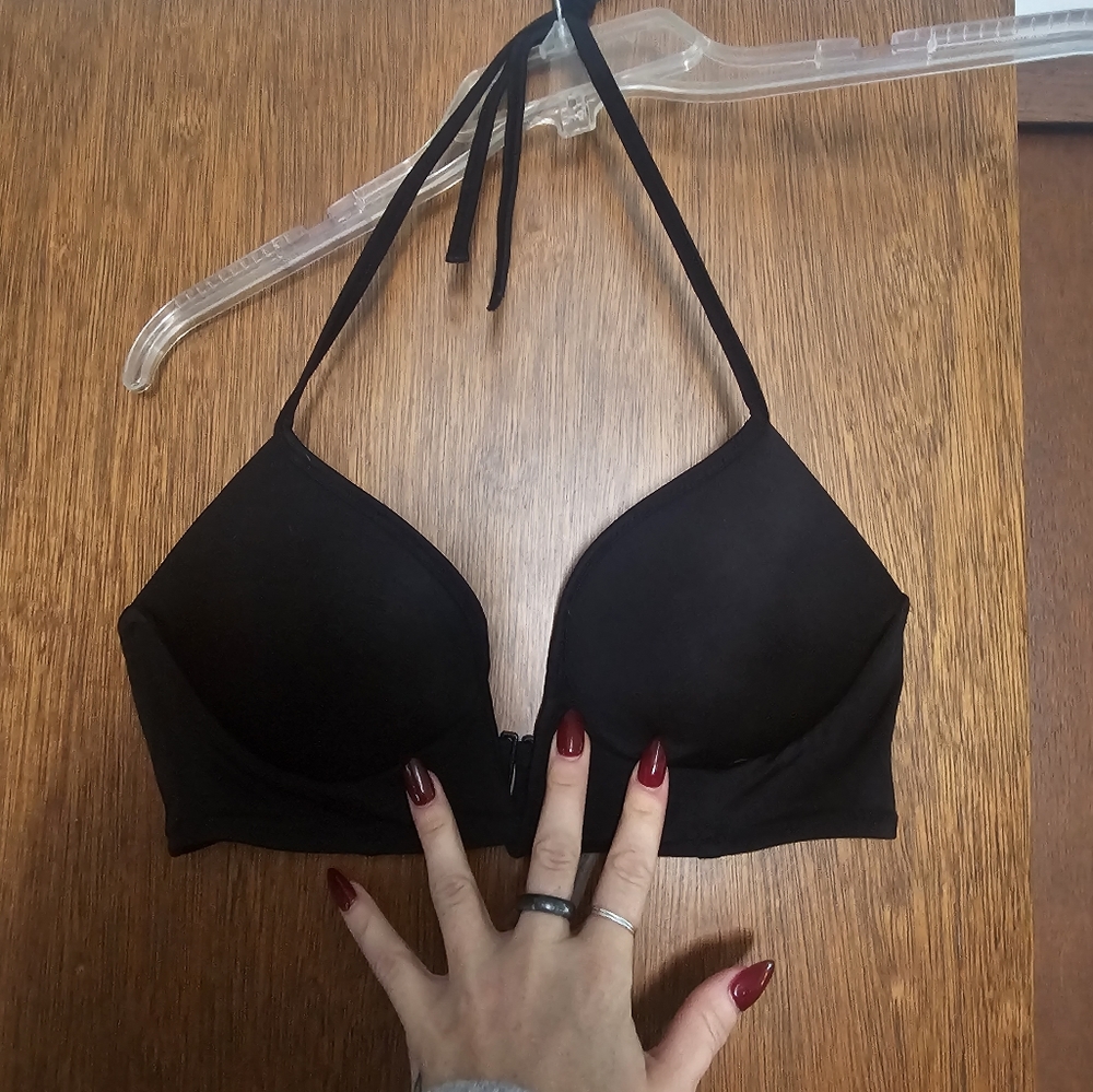 Pink and black bikini